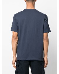 dunkelblaues bedrucktes T-Shirt mit einem Rundhalsausschnitt von ECOALF
