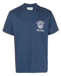 dunkelblaues bedrucktes T-Shirt mit einem Rundhalsausschnitt von Harmony Paris