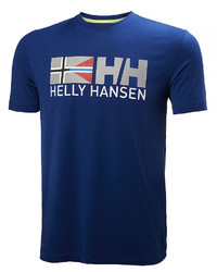 dunkelblaues bedrucktes T-Shirt mit einem Rundhalsausschnitt von Helly Hansen