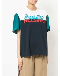 dunkelblaues bedrucktes T-Shirt mit einem Rundhalsausschnitt von Kolor