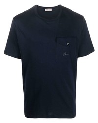 dunkelblaues bedrucktes T-Shirt mit einem Rundhalsausschnitt von Herno
