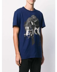 dunkelblaues bedrucktes T-Shirt mit einem Rundhalsausschnitt von G-Star Raw Research