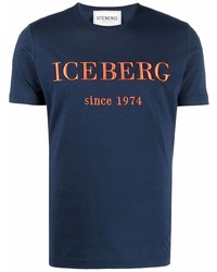 dunkelblaues bedrucktes T-Shirt mit einem Rundhalsausschnitt von Iceberg