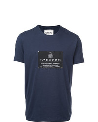 dunkelblaues bedrucktes T-Shirt mit einem Rundhalsausschnitt von Iceberg
