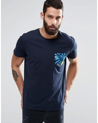 dunkelblaues bedrucktes T-Shirt mit einem Rundhalsausschnitt von Jack and Jones