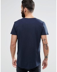 dunkelblaues bedrucktes T-Shirt mit einem Rundhalsausschnitt von Jack and Jones