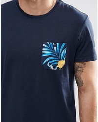 dunkelblaues bedrucktes T-Shirt mit einem Rundhalsausschnitt von Jack and Jones