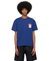 dunkelblaues bedrucktes T-Shirt mit einem Rundhalsausschnitt von JW Anderson
