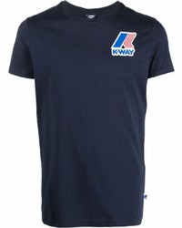 dunkelblaues bedrucktes T-Shirt mit einem Rundhalsausschnitt von K-Way R&D