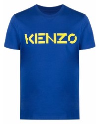 dunkelblaues bedrucktes T-Shirt mit einem Rundhalsausschnitt von Kenzo