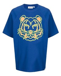 dunkelblaues bedrucktes T-Shirt mit einem Rundhalsausschnitt von Kenzo