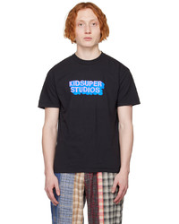 dunkelblaues bedrucktes T-Shirt mit einem Rundhalsausschnitt von KidSuper