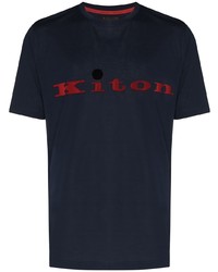 dunkelblaues bedrucktes T-Shirt mit einem Rundhalsausschnitt von Kiton