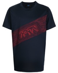 dunkelblaues bedrucktes T-Shirt mit einem Rundhalsausschnitt von Kiton