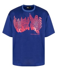dunkelblaues bedrucktes T-Shirt mit einem Rundhalsausschnitt von Kolor