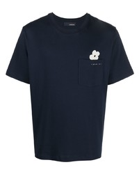 dunkelblaues bedrucktes T-Shirt mit einem Rundhalsausschnitt von Lardini