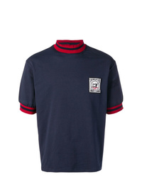 dunkelblaues bedrucktes T-Shirt mit einem Rundhalsausschnitt von Les Bohemiens
