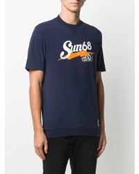 dunkelblaues bedrucktes T-Shirt mit einem Rundhalsausschnitt von Sun 68