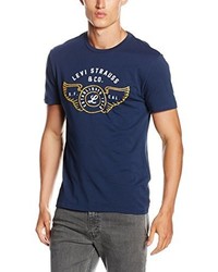 dunkelblaues bedrucktes T-Shirt mit einem Rundhalsausschnitt von Levi's