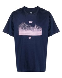 dunkelblaues bedrucktes T-Shirt mit einem Rundhalsausschnitt von Levi's