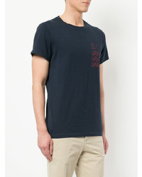 dunkelblaues bedrucktes T-Shirt mit einem Rundhalsausschnitt von Kent & Curwen