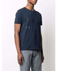 dunkelblaues bedrucktes T-Shirt mit einem Rundhalsausschnitt von Etro