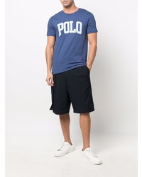 dunkelblaues bedrucktes T-Shirt mit einem Rundhalsausschnitt von Polo Ralph Lauren