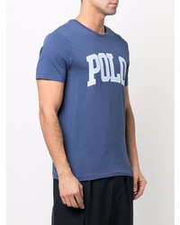 dunkelblaues bedrucktes T-Shirt mit einem Rundhalsausschnitt von Polo Ralph Lauren