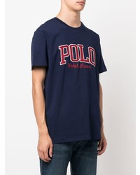 dunkelblaues bedrucktes T-Shirt mit einem Rundhalsausschnitt von Polo Ralph Lauren