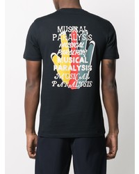 dunkelblaues bedrucktes T-Shirt mit einem Rundhalsausschnitt von Paul Smith