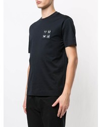 dunkelblaues bedrucktes T-Shirt mit einem Rundhalsausschnitt von Emporio Armani