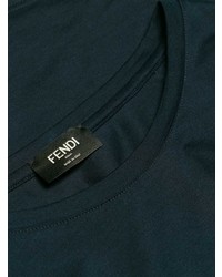 dunkelblaues bedrucktes T-Shirt mit einem Rundhalsausschnitt von Fendi