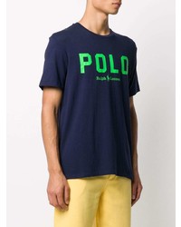 dunkelblaues bedrucktes T-Shirt mit einem Rundhalsausschnitt von Polo Ralph Lauren