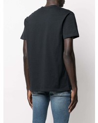 dunkelblaues bedrucktes T-Shirt mit einem Rundhalsausschnitt von Fay