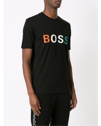 dunkelblaues bedrucktes T-Shirt mit einem Rundhalsausschnitt von BOSS