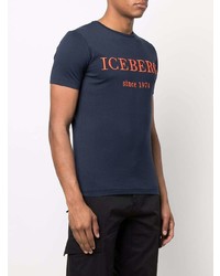 dunkelblaues bedrucktes T-Shirt mit einem Rundhalsausschnitt von Iceberg