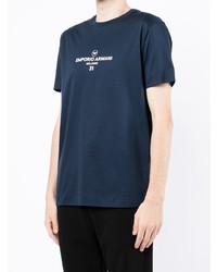 dunkelblaues bedrucktes T-Shirt mit einem Rundhalsausschnitt von Emporio Armani