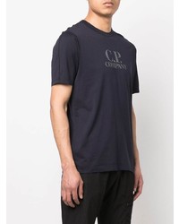 dunkelblaues bedrucktes T-Shirt mit einem Rundhalsausschnitt von C.P. Company