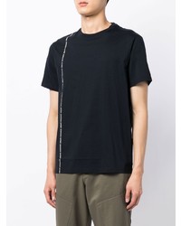 dunkelblaues bedrucktes T-Shirt mit einem Rundhalsausschnitt von Armani Exchange