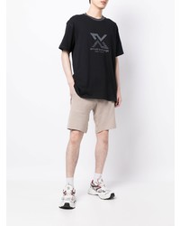 dunkelblaues bedrucktes T-Shirt mit einem Rundhalsausschnitt von Armani Exchange