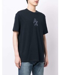 dunkelblaues bedrucktes T-Shirt mit einem Rundhalsausschnitt von Armani Exchange