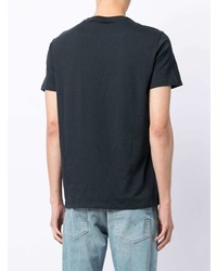 dunkelblaues bedrucktes T-Shirt mit einem Rundhalsausschnitt von Armani Exchange