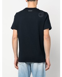 dunkelblaues bedrucktes T-Shirt mit einem Rundhalsausschnitt von Courrèges