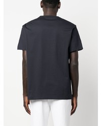 dunkelblaues bedrucktes T-Shirt mit einem Rundhalsausschnitt von Alexander McQueen