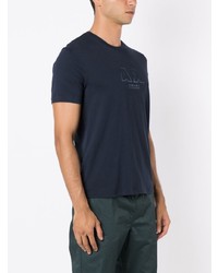 dunkelblaues bedrucktes T-Shirt mit einem Rundhalsausschnitt von Armani Exchange