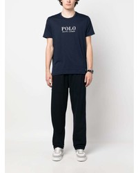 dunkelblaues bedrucktes T-Shirt mit einem Rundhalsausschnitt von Polo Ralph Lauren