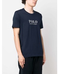 dunkelblaues bedrucktes T-Shirt mit einem Rundhalsausschnitt von Polo Ralph Lauren