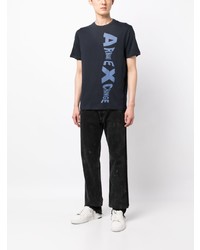 dunkelblaues bedrucktes T-Shirt mit einem Rundhalsausschnitt von Armani Exchange