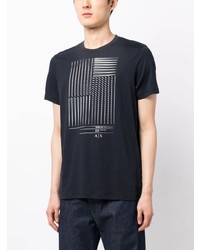 dunkelblaues bedrucktes T-Shirt mit einem Rundhalsausschnitt von Armani Exchange