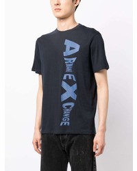 dunkelblaues bedrucktes T-Shirt mit einem Rundhalsausschnitt von Armani Exchange